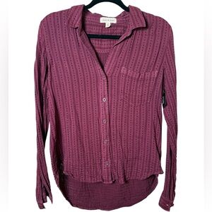 Cloth & Stone Small Maroon Button-Down Shirt